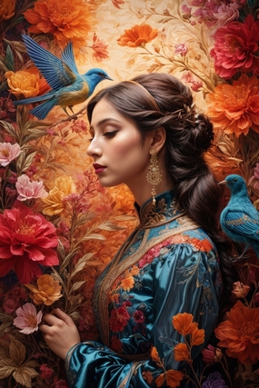 花鸟艺术风格美女写真摄影图片